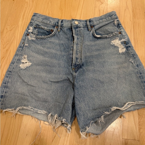 Agolde Pants - Agolde Light Blue Distressed Stella Denim Shorts